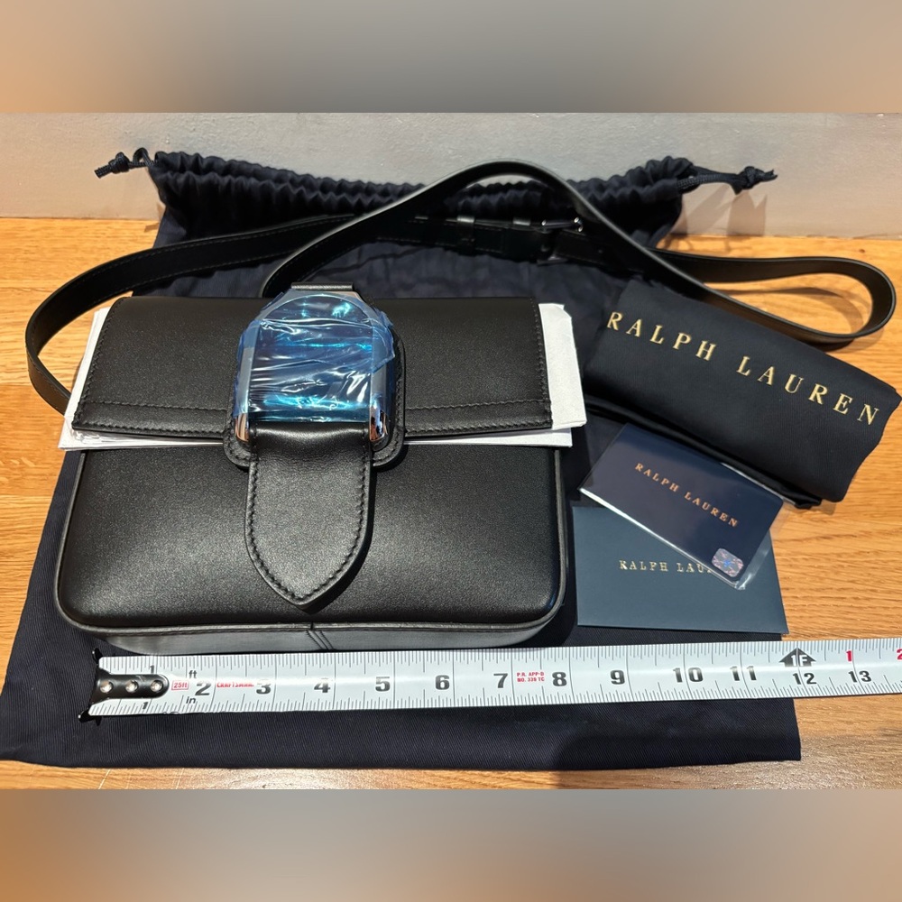 NWT RL Collection Wellington Calfskin Zip Crossbody in Black. Made in Italy.